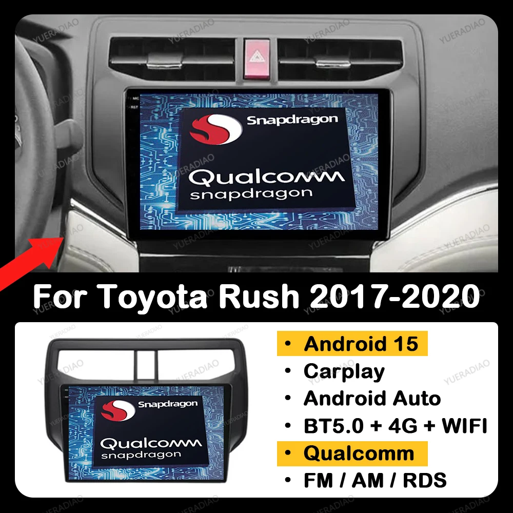 

Android 15 Carplay Auto для Toyota Rush Daihatsu Terios 2017 2018 2019 2020 GPS NAVI QLED головное устройство мультимедийный видеоплеер BT