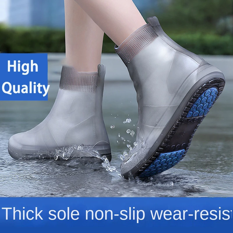 Rain Boots Cover Silicone Rain Boots Waterproof Shoe Cover Children Rainy Day Outdoor Rain Boots High Tube Thickened Non-slip