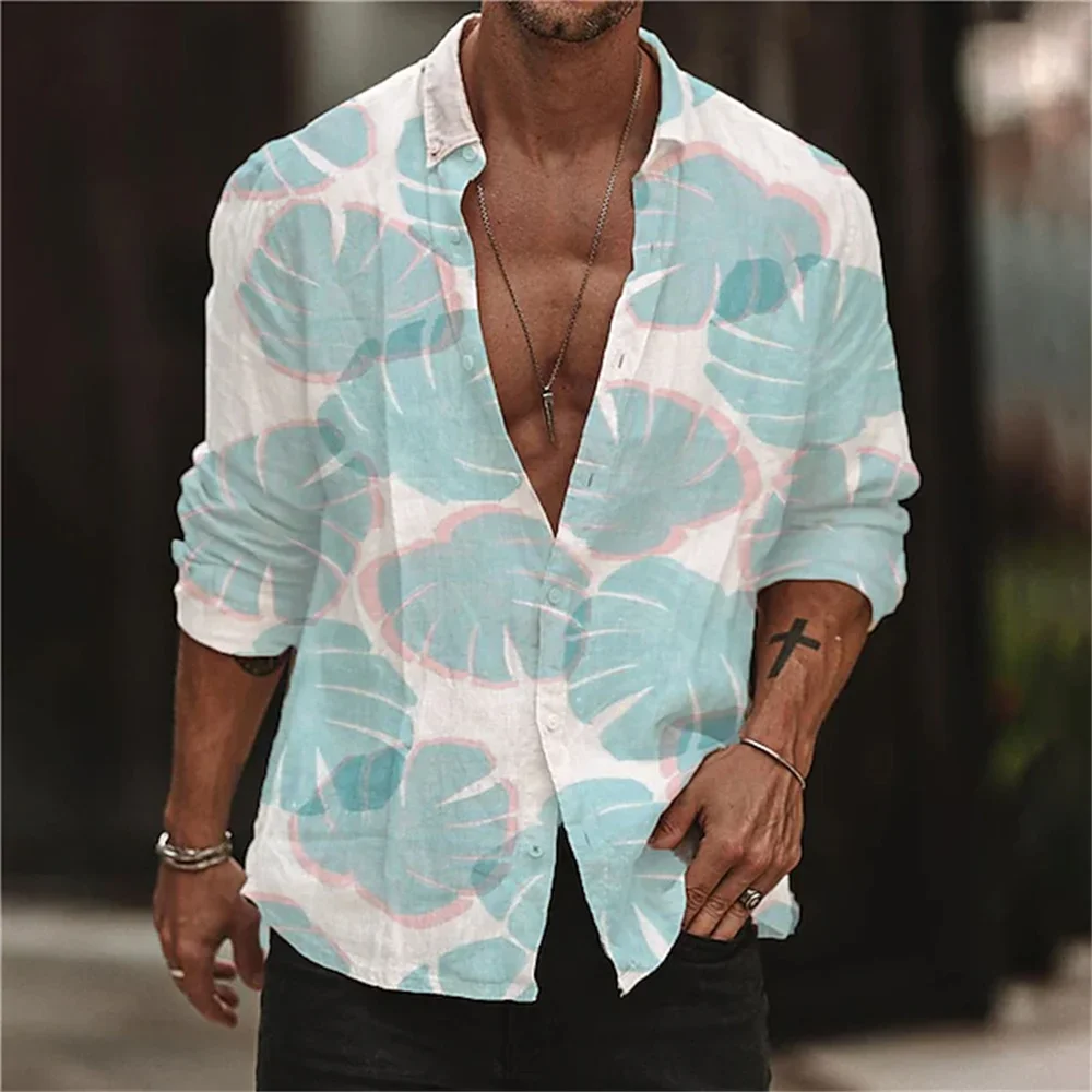 New Men's Shirt Graphic Print Musical Notes Beige Casual Long Sleeve Button Clothing Sports Fashion Design S-6XL Summer 2025