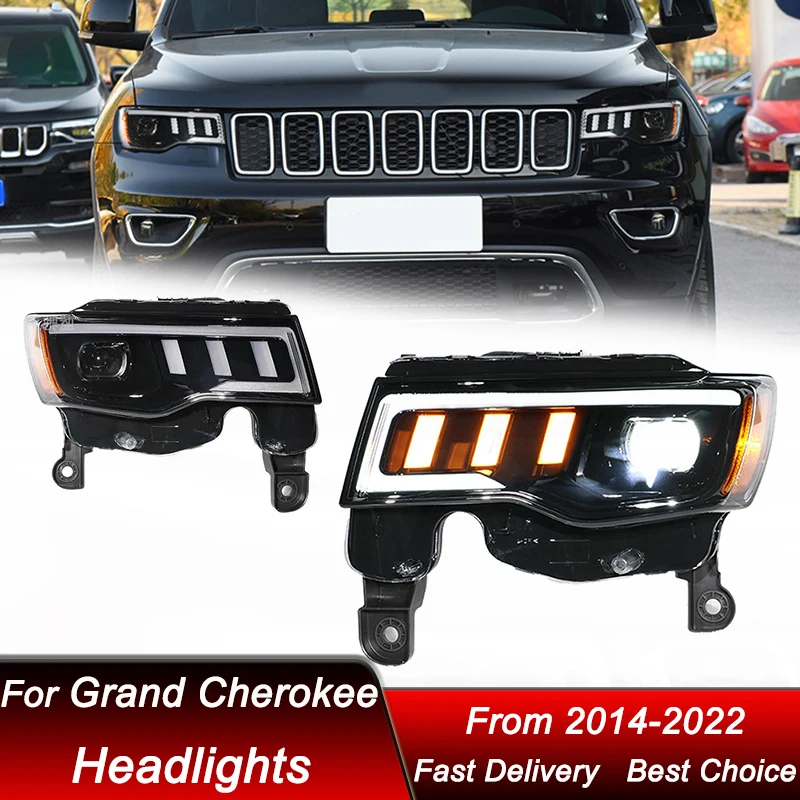 Car styling Headlights For Jeep Grand Cherokee 14-22 new style full LED Headlamp Assembly Upgrade Projector Lens Accessories Kit