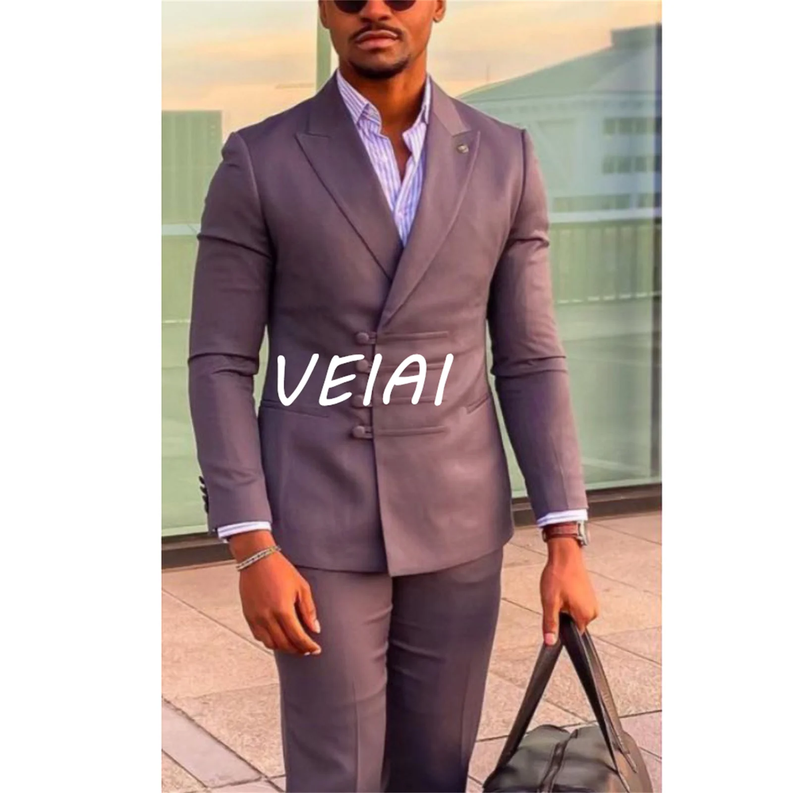 

Индивидуальные мужские костюмы с пиковыми лацканами и пуговицами, костюм Homme, свадебный комплект, комплект из 2 предметов для вечеринки, жениха, выпускного вечера, Slim Fit Terno Masculino Man Bla