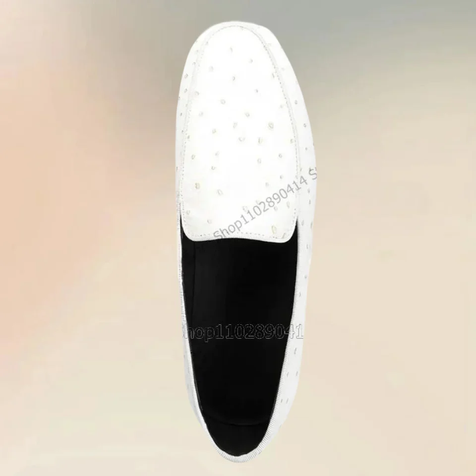 Schwarz Weiß Strauß Muster Männer Müßiggänger Mode Slip Auf Männer Casual Schuhe Luxuriöse Handgemachte Party Bankett Büro Männer Kleid Schuhe