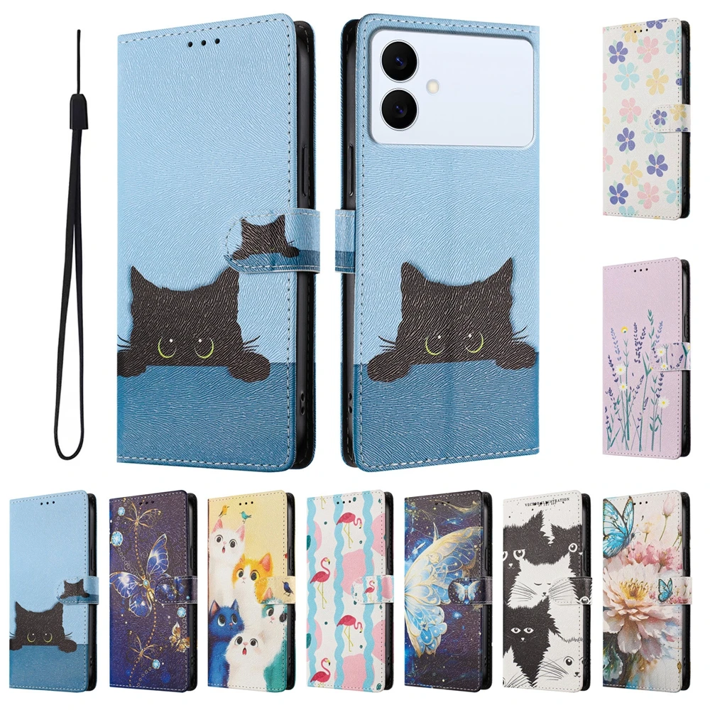 Cartoon Magnetische Leder Brieftasche Fall für Samsung Galaxy S26 S25 Rand S24 S23 S22 S21 S20 Plus Hinweis 20 Ultra FE Telefon Flip-Cover