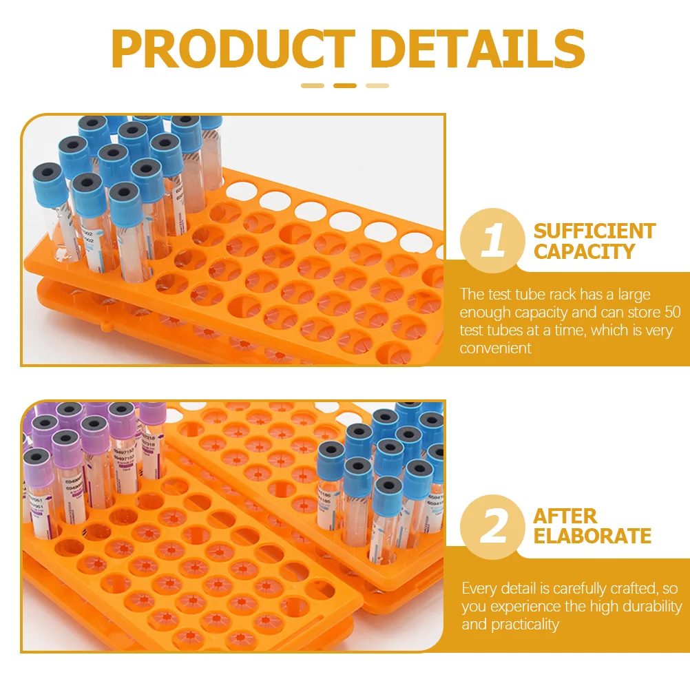 The Offering Test Tube Rack Plastic Holder Sampling for Chemistry Storage Glass Tubes Orange Stand