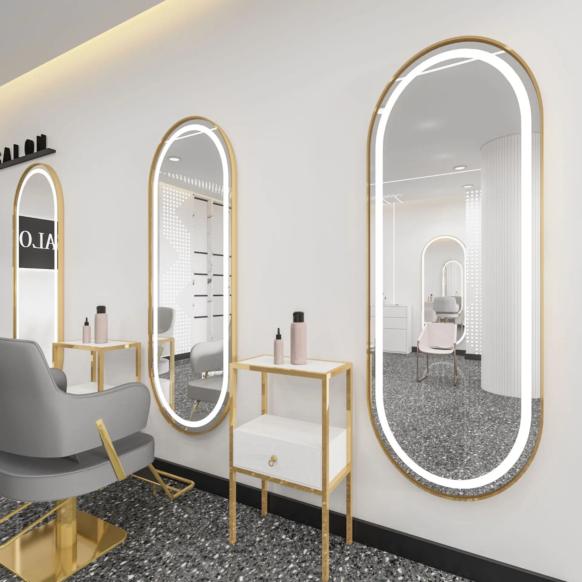 

Barbershop mirror stand, Internet celebrity hairdressing mirror, hair salon, trendy beauty salon cabinet integrated simple