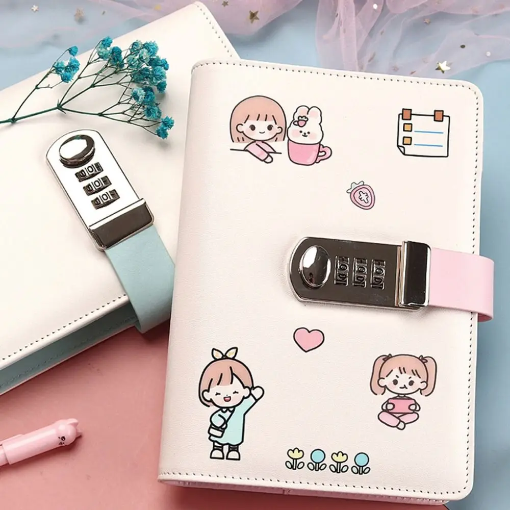 Diary Notebook 90-Page Password Lock Notebook A5 Soft Student's Writing Notebook Smooth Writing Useful Hand Ledger Daily Planner