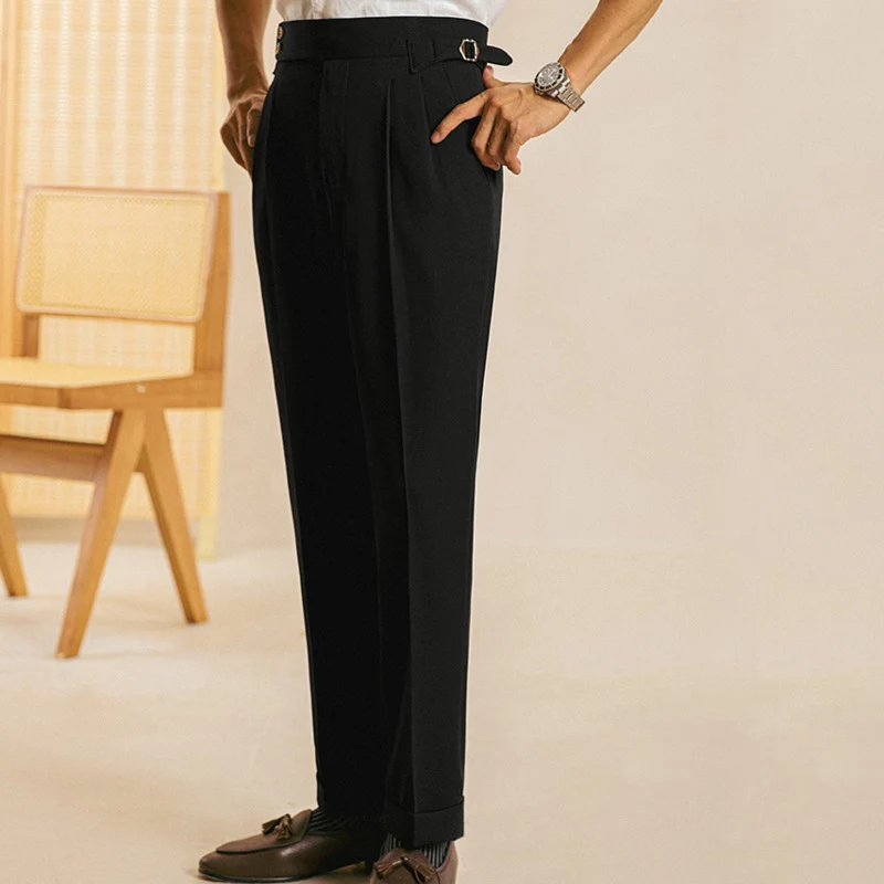 High Quality Trousers Pant For Man  Black Apricot Office Trouser Men Business Casual Pant British Social Club Outfits 