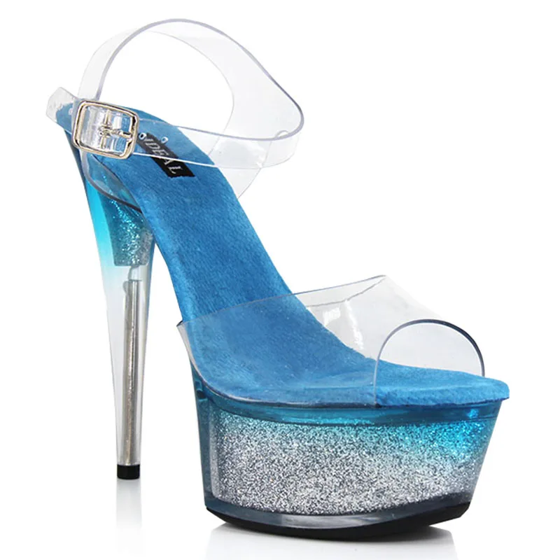 15cm gradient shiny steel pole dance high heels ballroom performance sandals auto show walking shoes