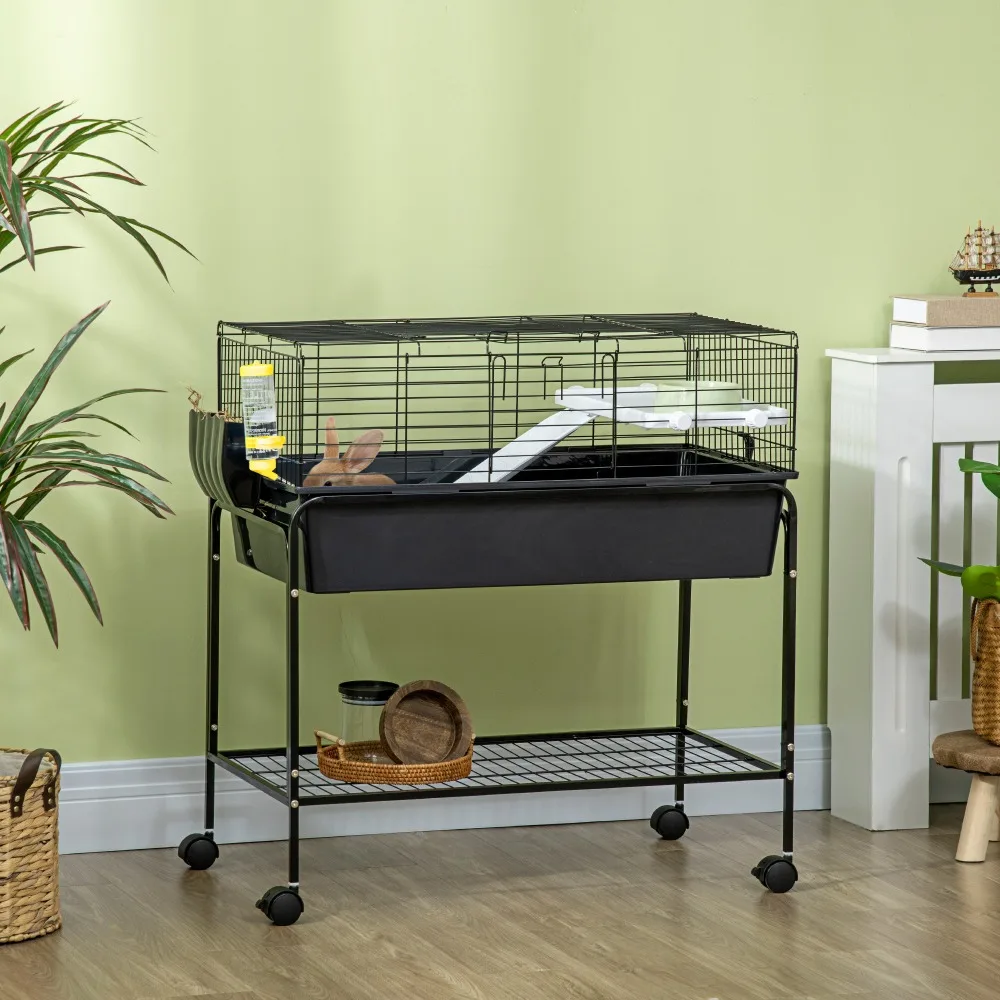 

2-in-1 Small Pet Cage with Removable Stand & Rolling Base - Multi-Level Habitat for Ferrets, Chinchillas & Guinea Pigs