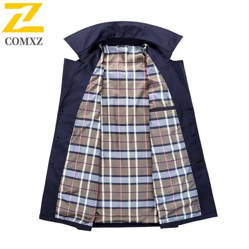 COMXZ ​Men Casual Sports Windbreaker Loose Fit MidLength Coat Autumn Winter Fleece Lined Thickened Outerwear Warm Thick Jacket ​