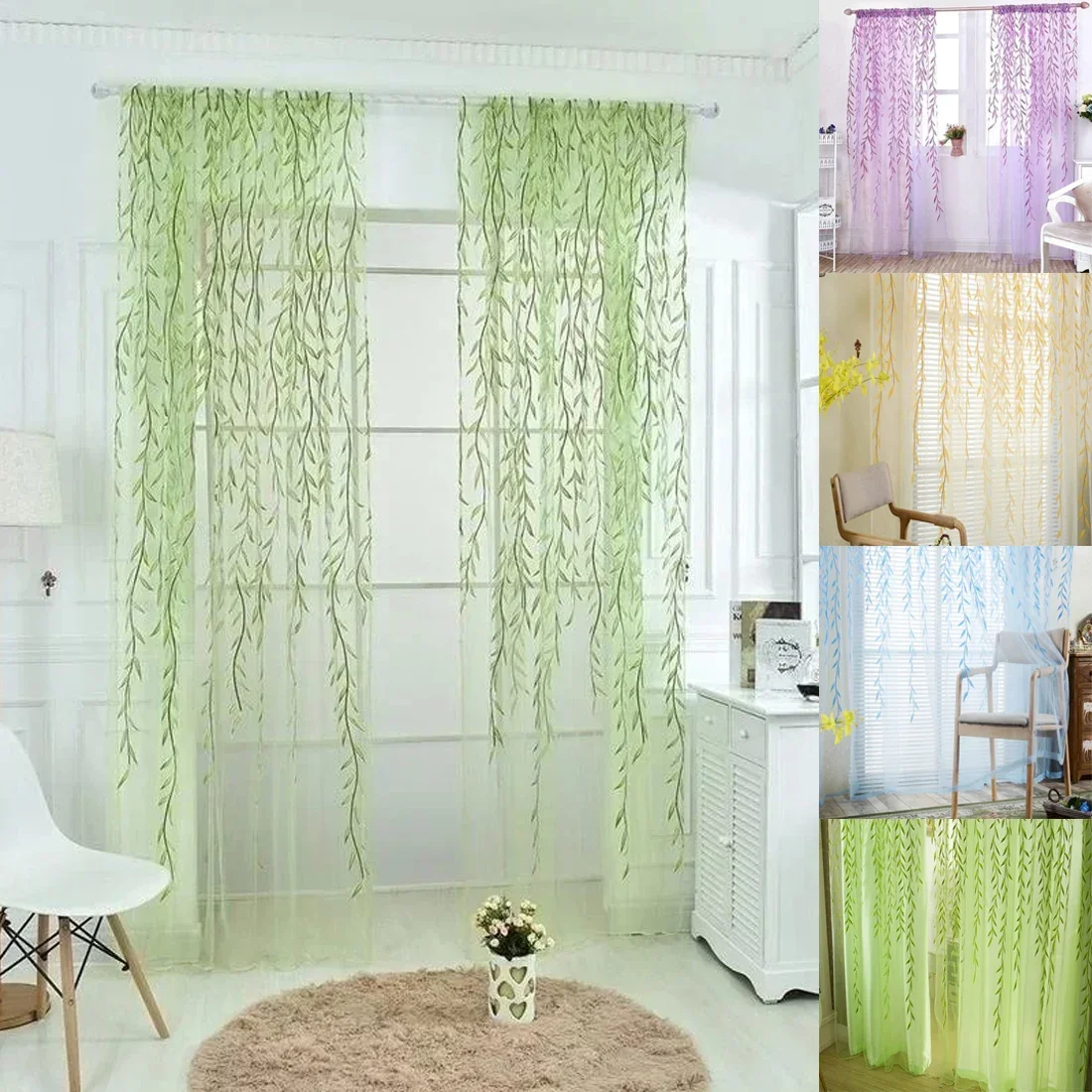 Home Yarn Curtains Willow Pattern Upscale Jacquard Fashion Chic House Room Living Room Bedroom Door Window Decoration Curtains