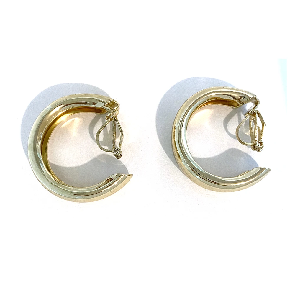 Big Circle Clip Earrings No Hole Ear Clips Metal Round Clip on Earring Without Piercing Minimalist Earring CEtD934