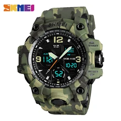 SKMEI 2 Time Men's watche Male Electronic Sports Watches Stopwatch Back Light Alarm Waterproof Quartz Clock reloj hombre 1155B