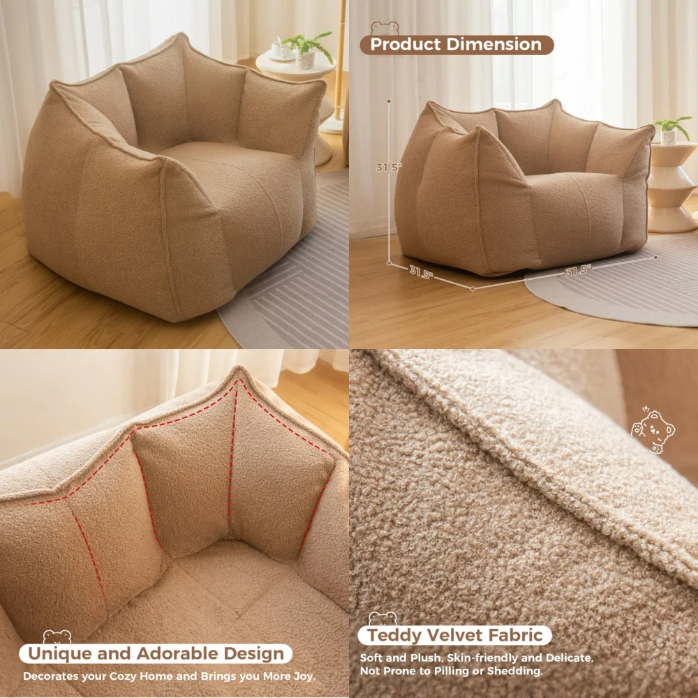 

Bean Bag SofasExtra Large Plush Bean Bag Chair for Adults Cozy Indoor Lounge Sofa Comfortable Lazy Couch