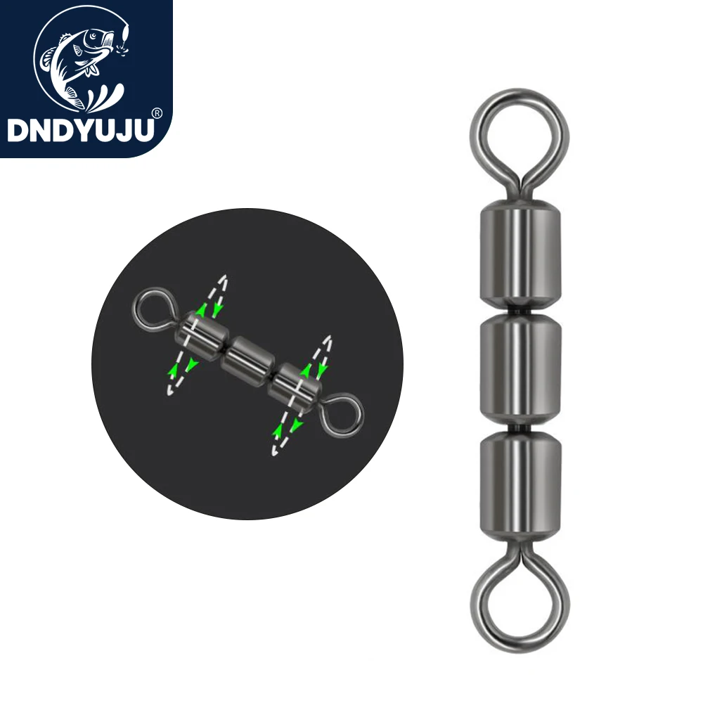 DNDYUJU 10pcs Fishing Rolling Triple Swivels for Fishing Hooks Ball Bearing Swivel Solid Stainless Steel Snap Fishng Accessories