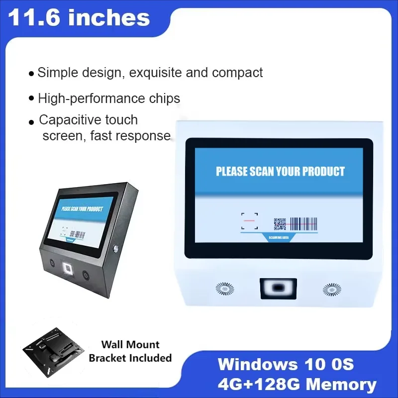 

Black & White Color 11.6 Inch Windows Price Checker, Win10 POS With 1D/2D Code Reader, Touch Screen Self Checkout Kiosk