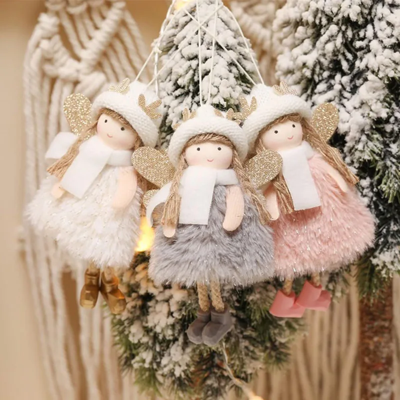 

3Pcs Christmas Tree Hanging Angel Wings Fairy Doll Decoration Navidad 2025 New Year Christmas Tree Ornaments Xmas Gift for Kids