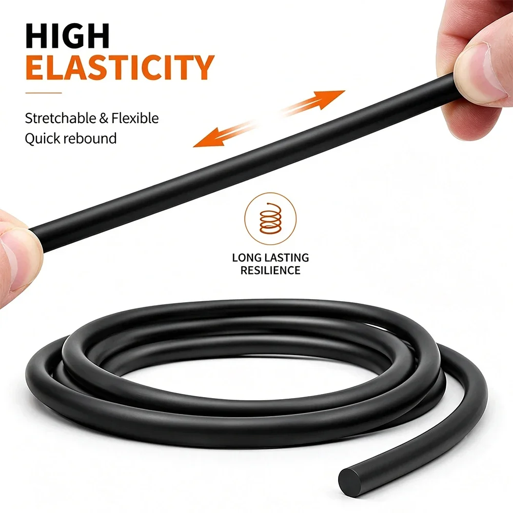 Solid Latex Elastic Strip Waterproof  Sound Insulation Dia 6mm Natural Latex Sealing Strip for Industrial-Equipment Sealing