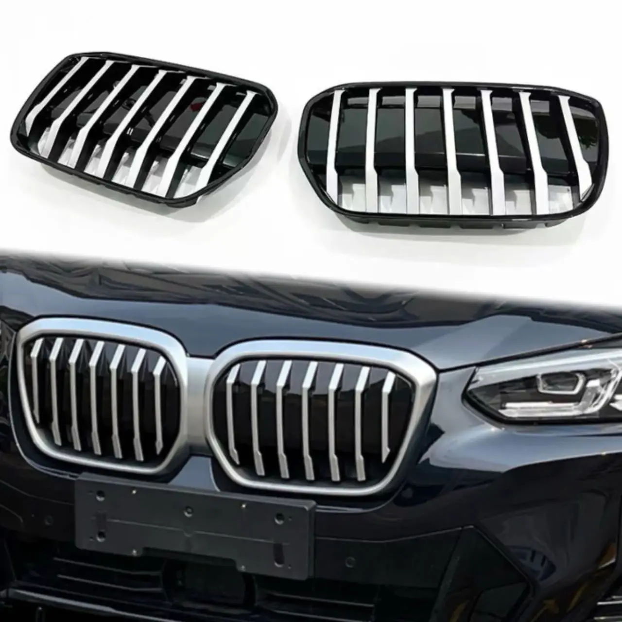 For 2021-2026 BMW iX3 All-Electric Two-Piece Adhesive Single Slat Grille