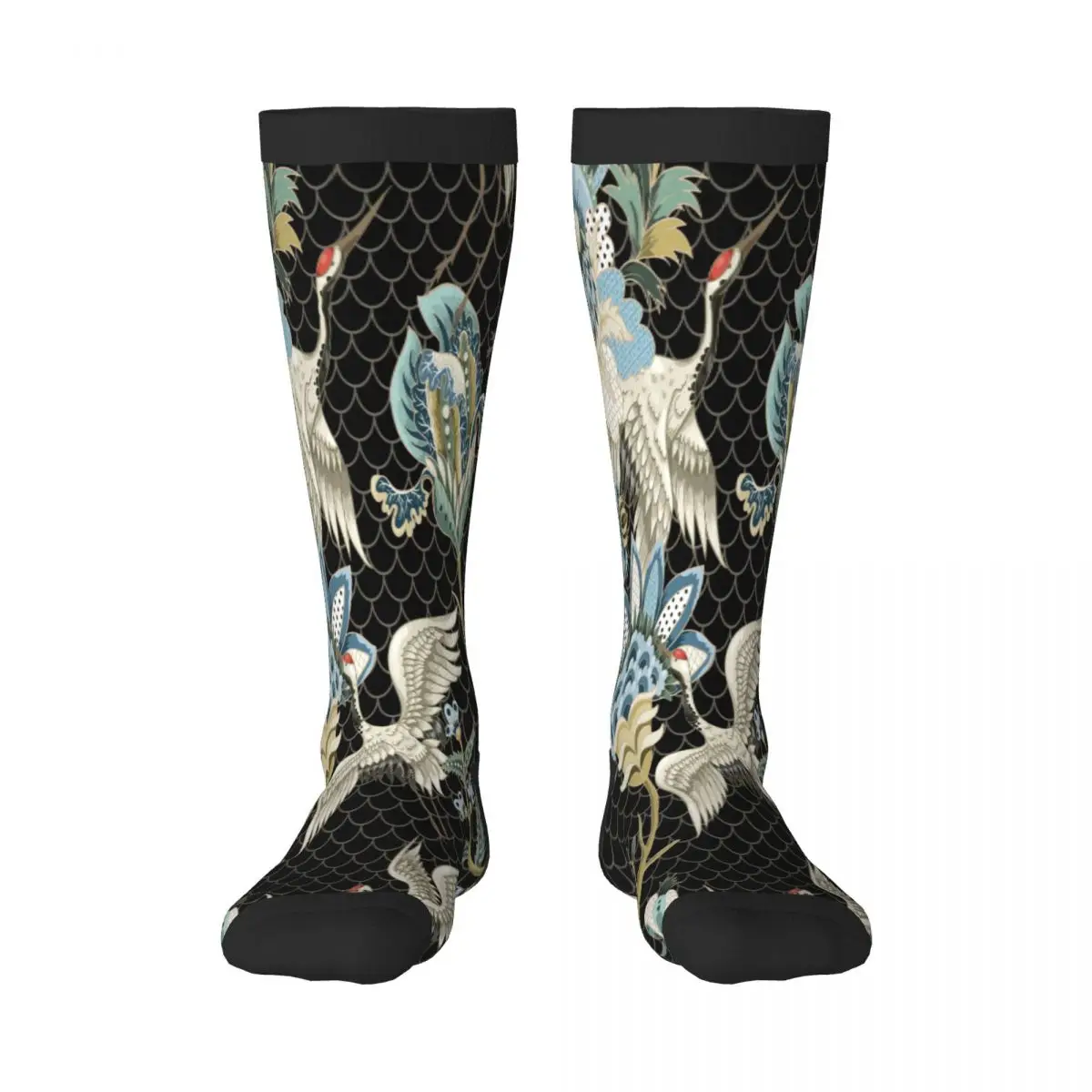 Unisex Socks Autumn Winter Ethnic Japanese Cranes Long Socks Business Casual Harajuku Streetwear Sports Socks Sox