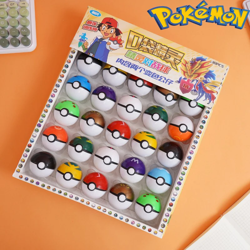 

30pcs/set Pokemon Series Poké Ball Pikachu Gengar Action Figure Random Transparent Doll Surprise Toys Children Birthday Gifts