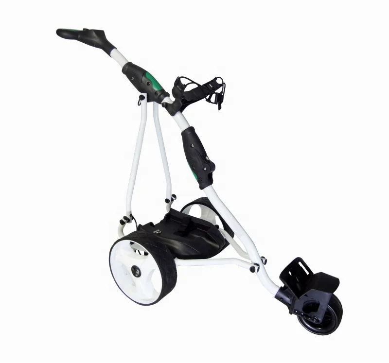 Cheap easy folding green golf ground use electric golf trolley super push golf bag cart