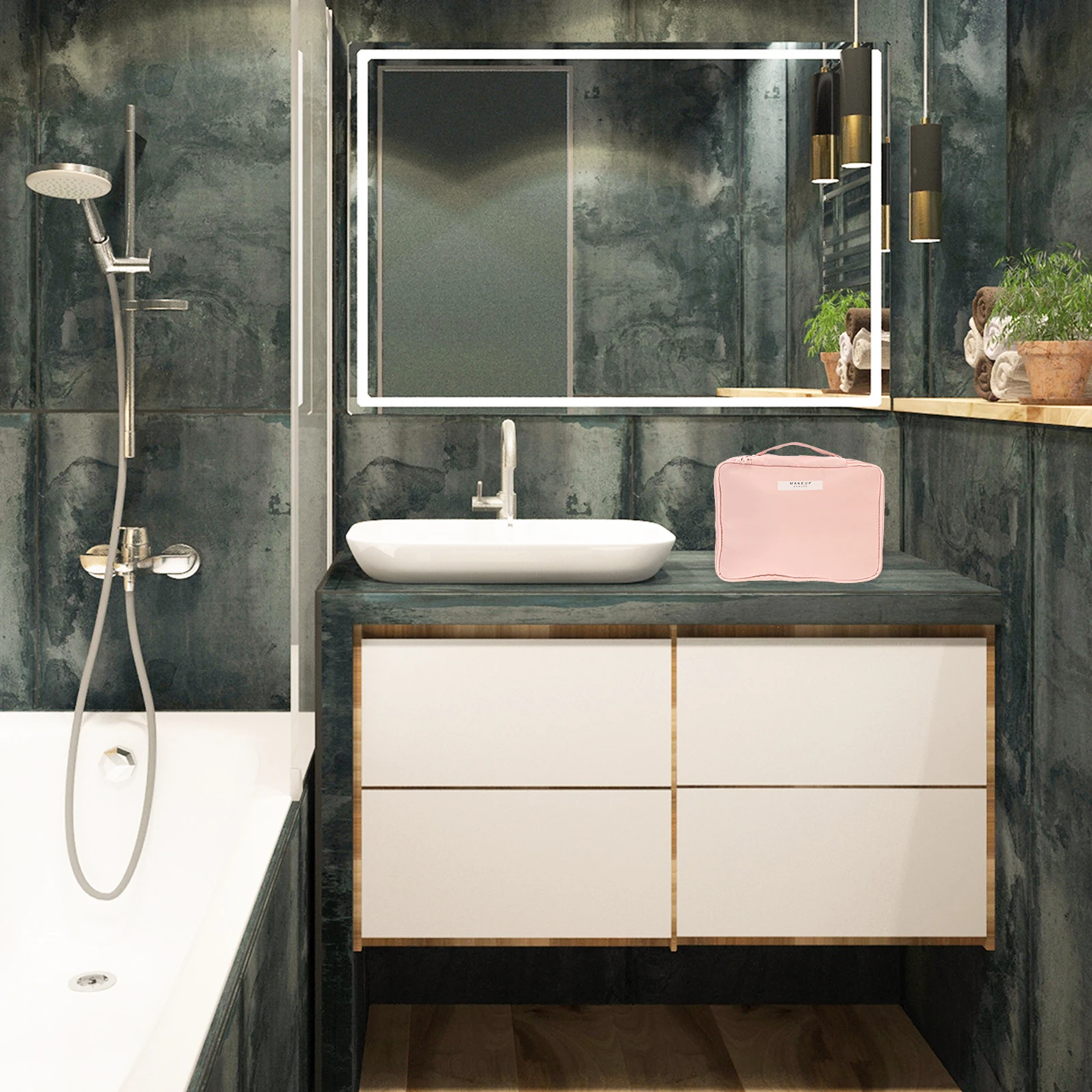 

Waterproof Bag Cotton Material Durable Portable Personal Care Travel Tote Pouch Zipper Closure Makeup Brush ganizer