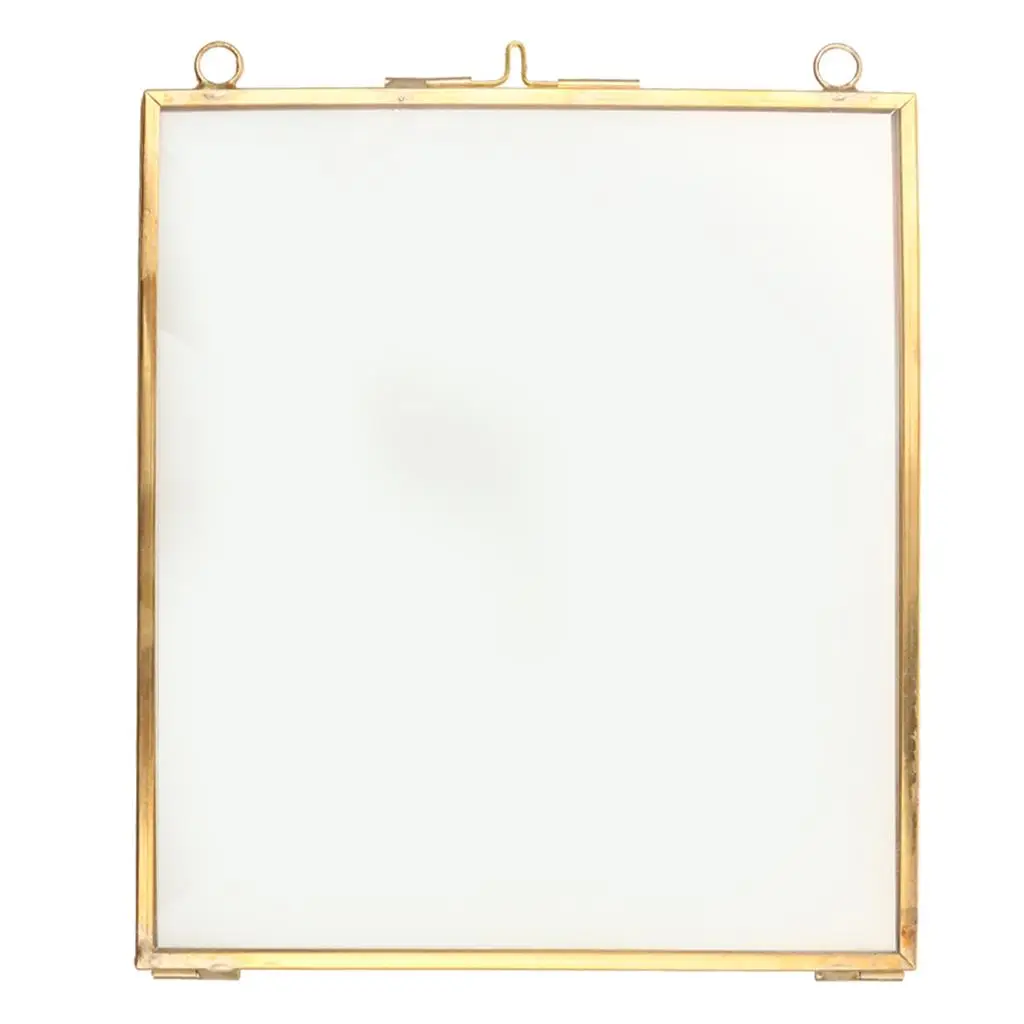 Antique Brass Glass Hanging Floating Picture Frame for Portraits Photos Wall Display Home Decor Vintage Style Memory Keeper