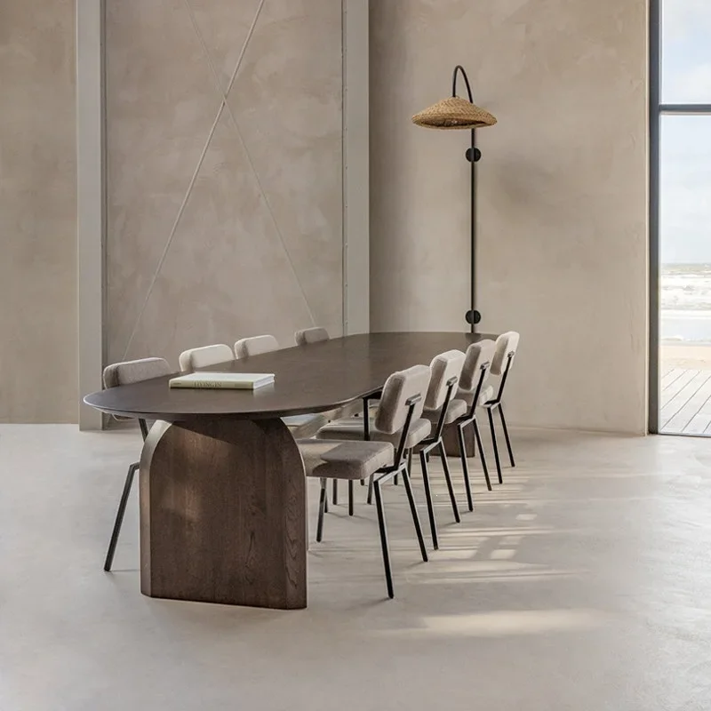 Solid wood dining table and chairs household small apartment dining table designer desk long table log