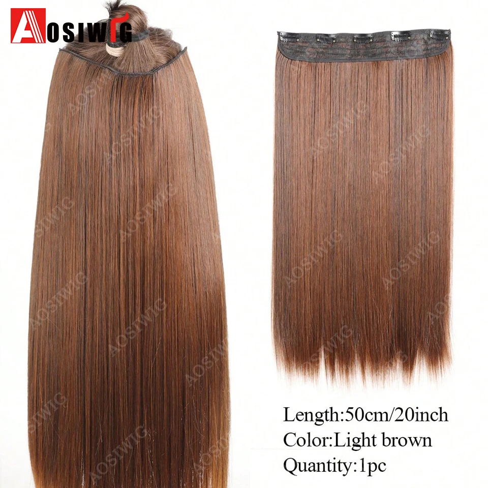 Synthetic Long Straight Clip In Hair Extensions