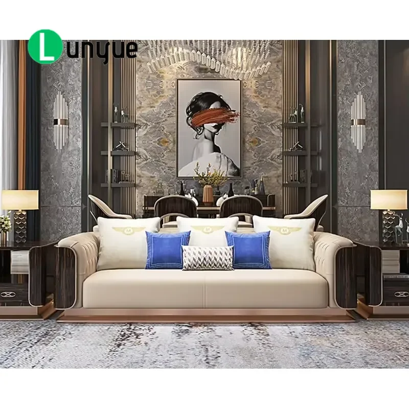 Luxury Italian Leather Sofa Custom Whole House Furniture 123 Seater Living Room Villa Couch High End Comfort Durable Design