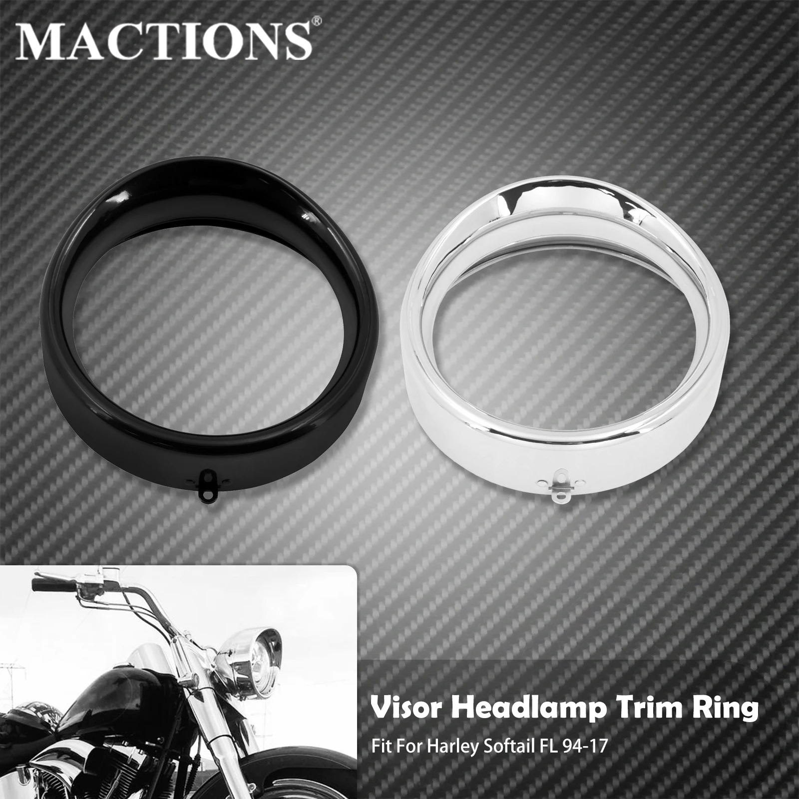 Motorcycle Bezel Headlight Trim Ring LED Visor HeadLamp Cover For Harley Softail Heritage Slim Deluxe Standard 94-17 FLRT 15-Up