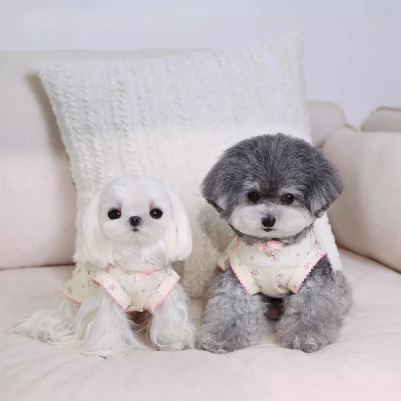 Pet Spring Dress Cat Spring Floral Tank Top Skirt Home Clothing Cute Teddy Small Dog Clothes Puppy for Small Dogs