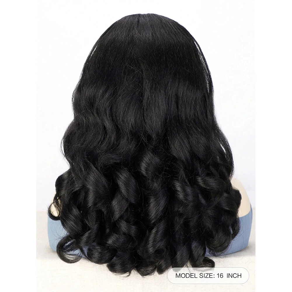 Synthetic Drawstring Ponytail Extension 16Inch Fluffy Curly Wavy Pony Tails Hair Extensions for Black Women Daily Party Use image 2