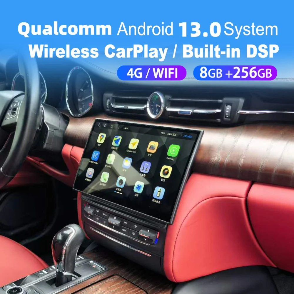 

For Maserati Quattroporte 2013~2020 Qualcomm Octa-Core Android 13 Car Stereo IPS Wireless CarPlay GPS Navigation DSP WiFi SWC