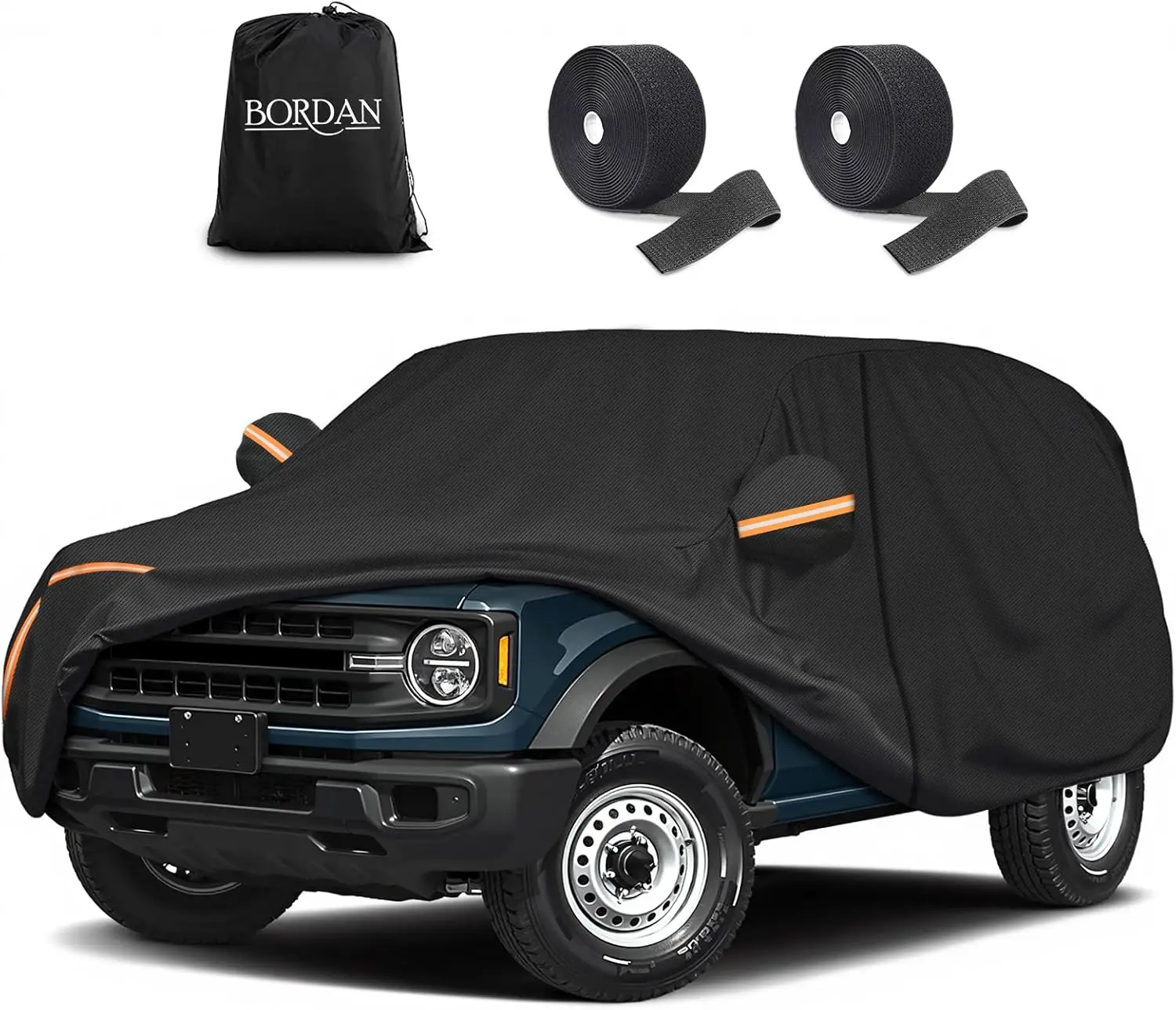 

6 Layer Heavy Duty Waterproof Car Cover for 4 Door SUVs, All Weather Protection with Zipper and Reflective Strips