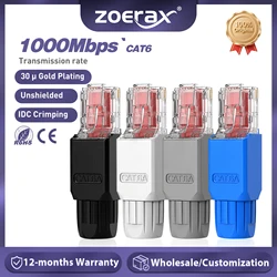 2PCS RJ45 CAT6A CAT6 Connector, ZoeRax Tool Free Ethernet Termination Plugs, 23AWG to 26AWG Cable Internet Plug Toolless