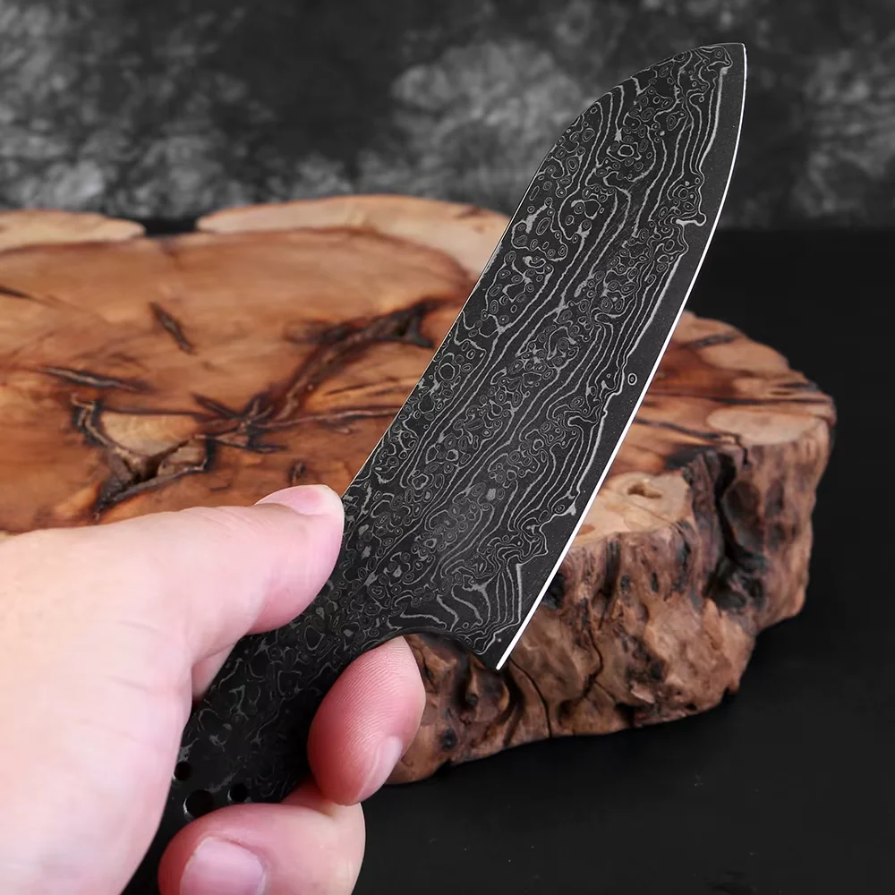 Santoku Knife Damascus Steel Blank Blade Full Tang, Heat-Treated, Sharp Edges DIY Japanese Knife Making Kitchen Knife Handmade