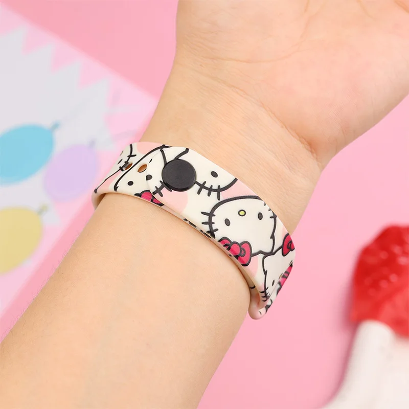 New Hello Kittle Stitch Cartoon Printed Key Led Watch Fashion Personality Square Elementary School Electronic Watch Strap