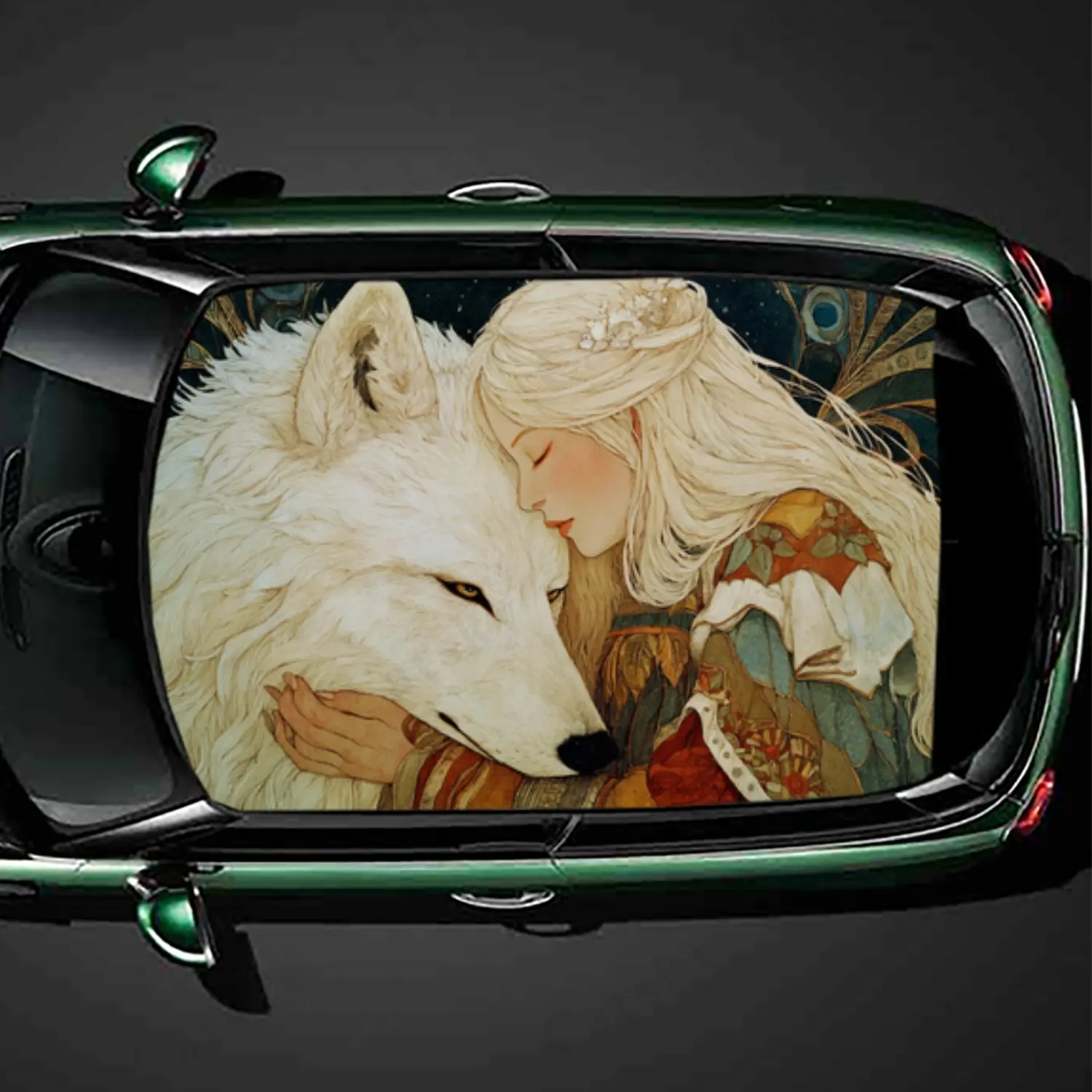 

Mesmerizing Mythical - character and Wolf Car Roof Sticker, Auto Vinyl Wraps Decal, Self-adhesive Waterproof Car Exterior Access