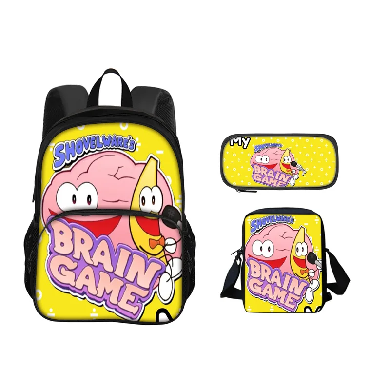 

3Pcs set with Front Pocket Backpack Shovelware Brain Game Student School Bags Rucksack Kids Backpack Shoulder Bags Pencil Bag