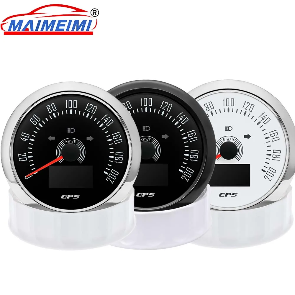 

0-200kmh Boat GPS Speedometer Gauge 7 colors backlight Speed Meter LCD Digital pointer Car Gauge