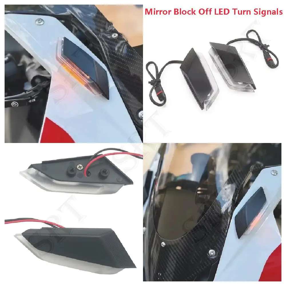 

Fit For BMW M1000RR S1000RR M1000 RR S1000 2021-2024 Motorcycle Mirrors Block Off Plate Type Front Turn Signals LED Indicators