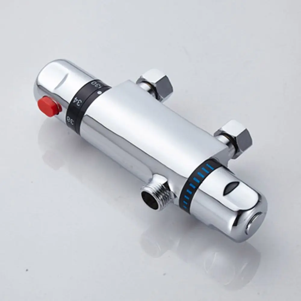 Thermostatic Shower Valve Chrome Bottom Bathroom Faucet Exposed Bar Shower Mixer Bathroom Accessories Valve Tap