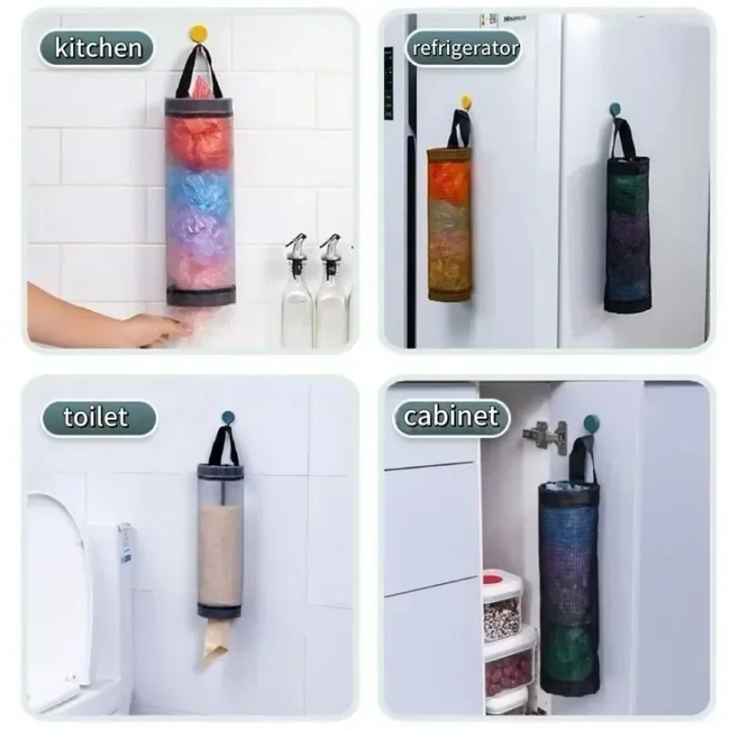 Home Grocery Bag Holder Wall Mount Plastic Bag Holder Dispenser Hanging Storage Trash Garbage Bag Kitchen Garbage Organizer - view 2