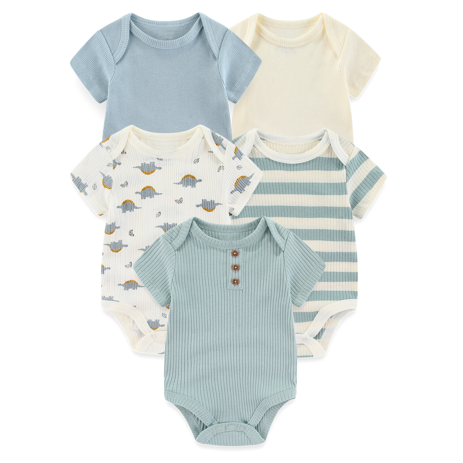 5-Pack Short Sleeve Baby Boy Girl Bodysuits Cotton Comfy Newborn Onesies Daily Cute Infant Clothes