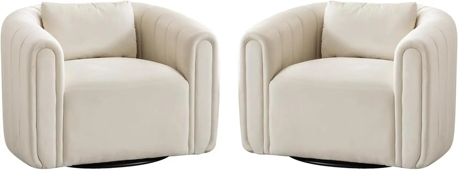 

1/2pcs Swivel Accent Chair,Velvet Barrel Chair for Living Room,Comfy Modern Armchair,Completely Assembled(Beige)