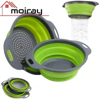 1/2pcs Silicone Round Folding Vegetable Fruits Washing Drain Basket Colander Strainer Collapsible Drainer Kitchen Tool