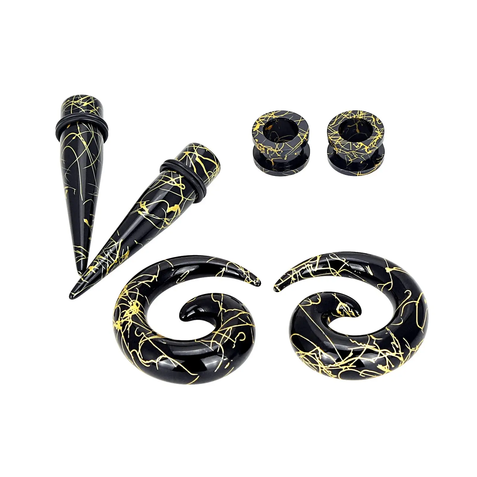 2pcs Black Acrylic Ear Stretching Kit Tapers Tunnels Spiral Expander Set Ear Piercing Starter Gauges Body Jewelry 3-12mm/1