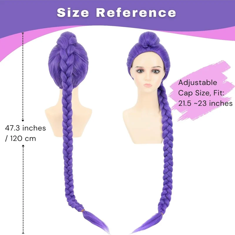 Anime Cosplay Wigs | Long Braided Ponytail Wig For Women Purple - Halloween Synthetic Costume Cosplay Wig (Purple, Adults)